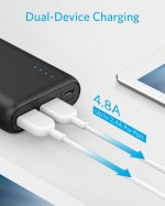 Anker PowerCore 20100 mAh Power Bank с PowerIQ и VoltageBoost - външна батерия с 2 USB изхода за зареждане на мобилни устройства (черен) 3