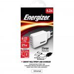 Energizer Multi Port 4 USB Wall Charger - захранване за ел. мрежа 4.2A с 4xUSB изхода (бял) 4