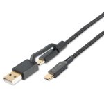 4smarts ComboCord 5A USB-A and USB-C to USB-C - качествен многофункционален кабел за USB към USB-C и USB-C към USB-C (черен) 1