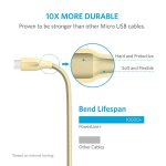 Anker Powerline+ Nylon Micro USB cable 1.8m - качествен плетен кабел за зареждане на устройства с microUSB (1.8 м) (златист) 1