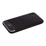 Mercedes-Benz Wave III Genuine Leather Hard Case - дизайнерски кожен кейс за iPhone XS, iPhone X (черен-сребрист) 2