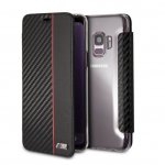 BMW M Collection Booktype Case - дизайнерски кожен калъф, тип портфейл за Samsung Galaxy S9 (черен-червен) 2