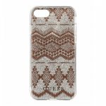 Guess Aztec Soft TPU Case - дизайнерски термополиуретанов кейс за iPhone 8, iPhone 7, iPhone 6S, iPhone 6 (прозрачен-златист) 1