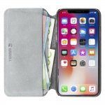 Krusell Broby 4 Card Slim Wallet Case - велурен калъф, тип портфейл за iPhone XR (сив) 4