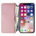 Krusell Pixbo 4 Card Slim Wallet Case - кожен калъф, тип портфейл за iPhone XS, iPhone X (розов) 4