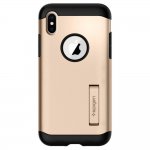Spigen Slim Armor Case - хибриден кейс с поставка и най-висока степен на защита за iPhone XS, iPhone X (златист) 3
