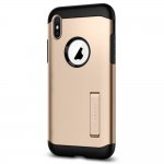 Spigen Slim Armor Case - хибриден кейс с поставка и най-висока степен на защита за iPhone XS, iPhone X (златист) 4