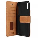 Bugatti Zurigo Full Grain Folio Case - хоризонтален кожен (естествена кожа) калъф с поставка и 4 отделения за кр. карти за iPhone XR (кафяв) 2