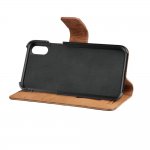 Bugatti Zurigo Full Grain Folio Case - хоризонтален кожен (естествена кожа) калъф с поставка и 4 отделения за кр. карти за iPhone XR (кафяв) 3