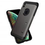 Spigen Slim Armor Case - хибриден кейс с поставка и най-висока степен на защита за iPhone XS Max (сив) 1