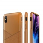 Verus Leather Fit Label Case - удароустойчив силиконов (TPU) калъф за iPhone XS Max (кафяв) 1