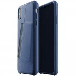 Mujjo Leather Wallet Case - кожен (естествена кожа) кейс с джоб за кредитна карта за iPhone XS Max (син) 1