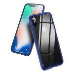 Baseus See-through Glass - силиконов (TPU) калъф със стъклен гръб за iPhone X (син) 2