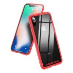 Baseus See-through Glass - силиконов (TPU) калъф със стъклен гръб за iPhone X (червен) 2