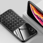 Baseus Glass And Weaving Case - силиконов (TPU) калъф за iPhone XS, iPhone X (черен) 2