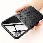 Baseus Glass And Weaving Case - силиконов (TPU) калъф за iPhone XS, iPhone X (черен) 1