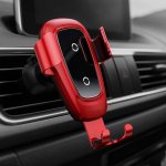 Baseus Metal Wireless Charger Gravity Car Mount - поставка за радиатора на кола с безжично зареждане за Qi съвместими смартфони (червен) 7