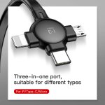 Baseus Little Octopus 3in1 Cable MicroUSB, USB-C and Lightning Connectors - качествен USB кабел с Lightning, microUSB и USB-C конектори (черен) 3