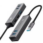 Baseus USB Cube Hub Adapter - алуминиев 5-портов USB хъб за компютри и лаптопи (тъмносив) 2
