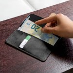 4smarts Premium Wallet Case URBAN - кожен калъф с поставка и отделение за кр. карта за iPhone 8, iPhone 7, iPhone 6 (черен-черен) 3