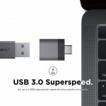 Elago USB-C Male to USB-A 3.0 Female Adapter - алуминиев USB адаптер за MacBook и устройства с USB-C порт (тъмносив) (2 броя) 1