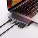Baseus USB-C Harmonica 5-in-1 Hub Adapter - мултифункционален хъб за свързване на допълнителна периферия за MacBook Pro (тъмносив) 5