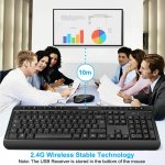 Tecknet Office Slim X300 V3 2.4G  - комплект устойчива на течности клавиатура и безжична мишка за офиса (черен) 5
