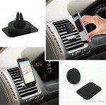 Magnetic Round Air Vent Holder - магнитна поставка за радиатора на кола за смартфони (черен) 3
