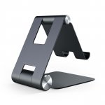 Satechi R1 Aluminum Foldable Stand - сгъваема алуминиева поставка за мобилни телефони, таблети и лаптопи до 12 инча (черен) 2