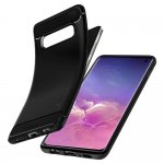 Spigen Rugged Armor Case - тънък качествен слииконов (TPU) калъф за Samsung Galaxy S10 (черен) 2
