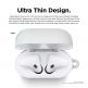 Elago Airpods Skinny Silicone Hang Case - тънък силиконов калъф с карабинер за Apple Airpods и Apple Airpods 2 with Wireless Charging Case (бял-фосфор)  1