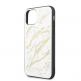 Guess Marble Glass Case - дизайнерски кейс с висока защита за iPhone 11 Pro Max (бял) 2
