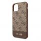 Guess 4G Stripe Leather Hard Case - дизайнерски кожен кейс за iPhone 11 Pro Max (кафяв) 2