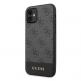 Guess 4G Stripe Leather Hard Case - дизайнерски кожен кейс за iPhone 11 (тъмносив) 1