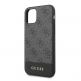 Guess 4G Stripe Leather Hard Case - дизайнерски кожен кейс за iPhone 11 (тъмносив) 2
