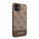 Guess 4G Stripe Leather Hard Case - дизайнерски кожен кейс за iPhone 11 (кафяв) 4