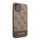 Guess 4G Stripe Leather Hard Case - дизайнерски кожен кейс за iPhone 11 Pro (кафяв) 4