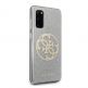Guess Glitter 4G Circle Logo Case - дизайнерски кейс с висока защита за Samsung Galaxy S20 (сив) 5