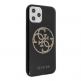 Guess Glitter 4G Circle Logo Case - дизайнерски кейс с висока защита за iPhone 11 Pro Max (черен) 2