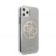 Guess Circle Glitter 4G Case - дизайнерски кейс с висока защита за iPhone 11 Pro (сребрист) 4
