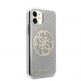 Guess Circle Glitter 4G Case - дизайнерски кейс с висока защита за iPhone 11 (сребрист) 4