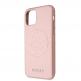 Guess Saffiano 4G Circle Logo Leather Hard Case - дизайнерски кожен кейс за iPhone 11 (розов) 2