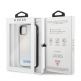 Guess Iridescent Leather Hard Case - дизайнерски кожен кейс за iPhone 11 Pro (сребрист) 6