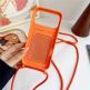 Силиконов (TPU) калъф за iPhone 18 Pro, iPhone 17 Pro - Silicone Case with Card Pocket and Crossbody Strap (оранжев) 2