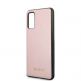 Guess Iridescent Leather Hard Case - дизайнерски кожен кейс за Samsung Galaxy S20 (розово злато) 2