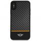 Mini Cooper Carbon Fiber Soft Case - дизайнерски карбонов кейс с TPU рамка за iPhone XS, iPhone X (черен) 6