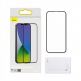Baseus Full Screen Curved Anti-Bluelight Tempered Glass (SGAPIPH61P-KB01) - стъклено защитно покритие за целия дисплей на iPhone 12, iPhone 12 Pro (прозрачен-черен) (2 броя) 1