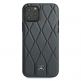 Mercedes Genuine Leather Wave Line Hard Case - дизайнерски кожен (естествена кожа) кейс за iPhone 12, iPhone 12 Pro (тъмносин) 7
