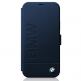 BMW Signature Logo Booktype Leather Case - дизайнерски кожен калъф (естествена кожа), тип портфейл за iPhone 12 Pro Max (тъмносин) 1