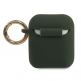 Guess Airpods Triangle Logo Silicone Case - силиконов калъф с карабинер за Apple Airpods и Apple Airpods 2 (тъмнозелен) 1